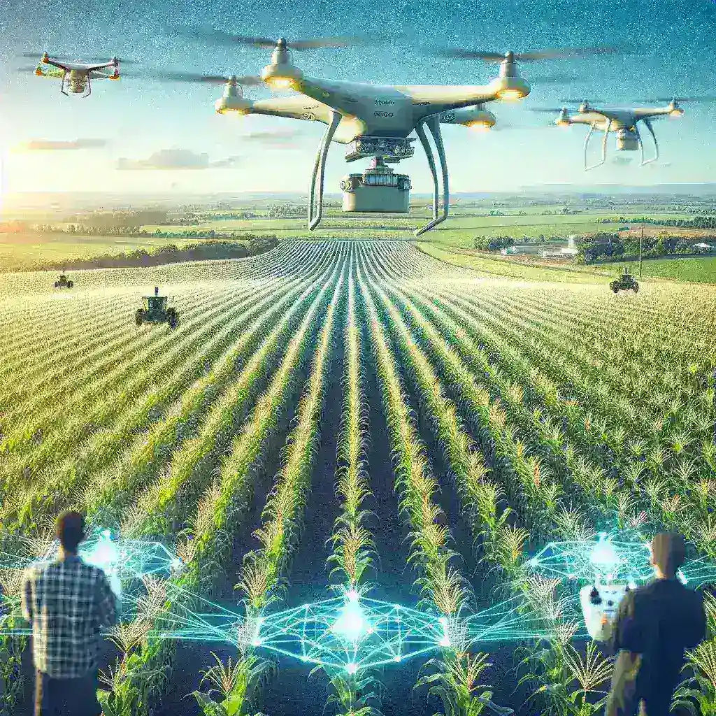 "USDA pilot program testing AI-powered pest control drones on American farms, showcasing advanced agricultural technology in crop management."