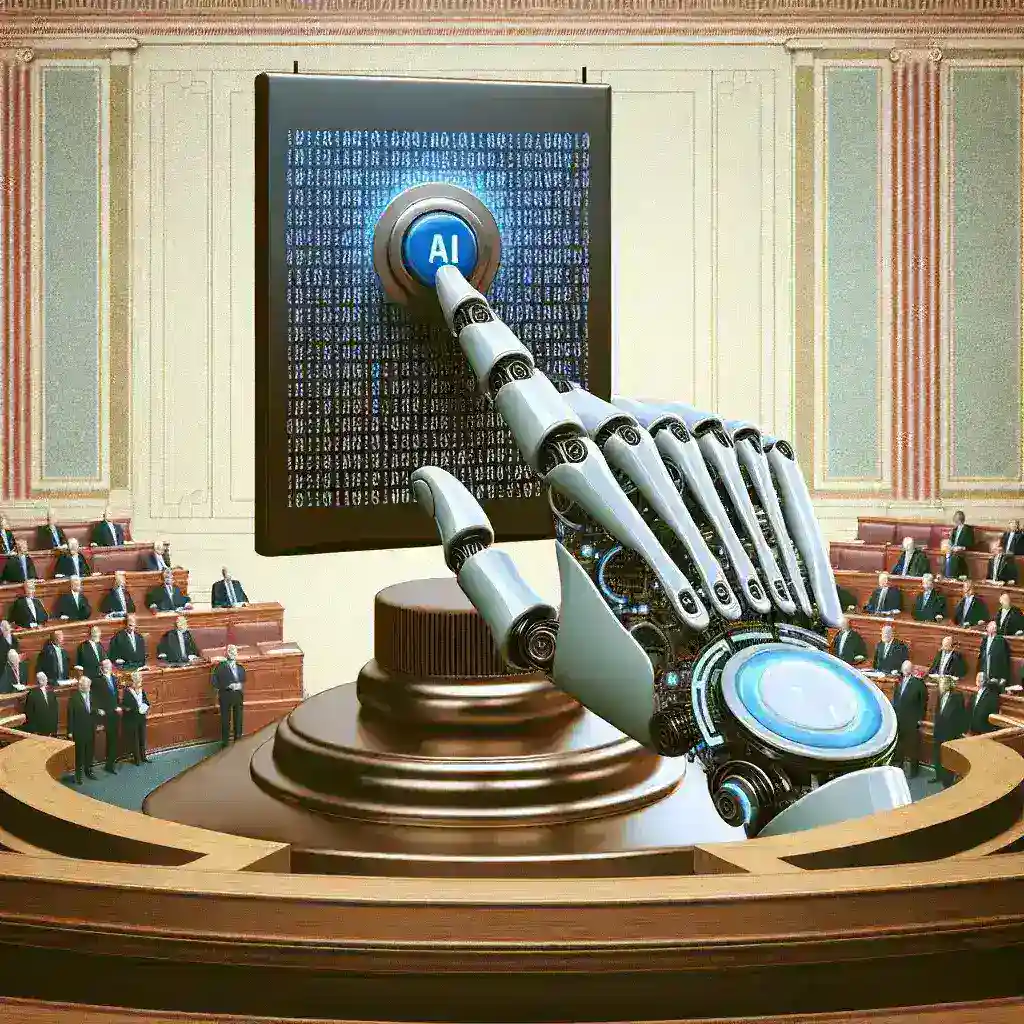 "Senate chamber in session as lawmakers debate Republican proposal for AI law pause, highlighting key moments in the legislative process on artificial intelligence regulation."